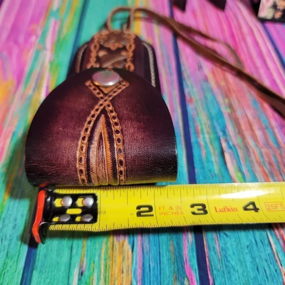 🔷️Vintage Oval Tooled Leather Belt Loop Knife Sheath or Case